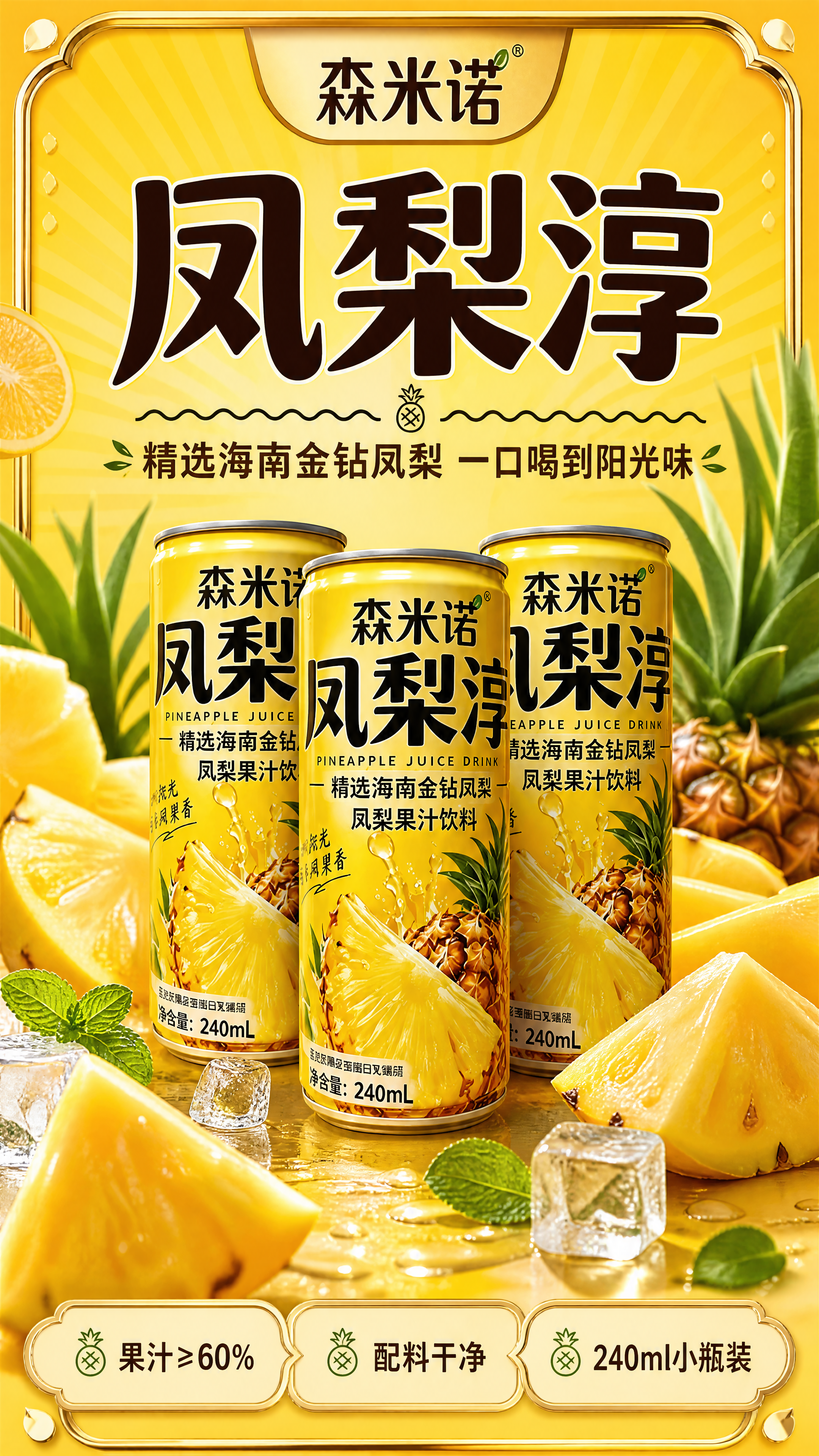 [商品] 使用【图1】森米诺凤梨淳细长易拉罐；保留罐体细长比例… - 图片创意预览