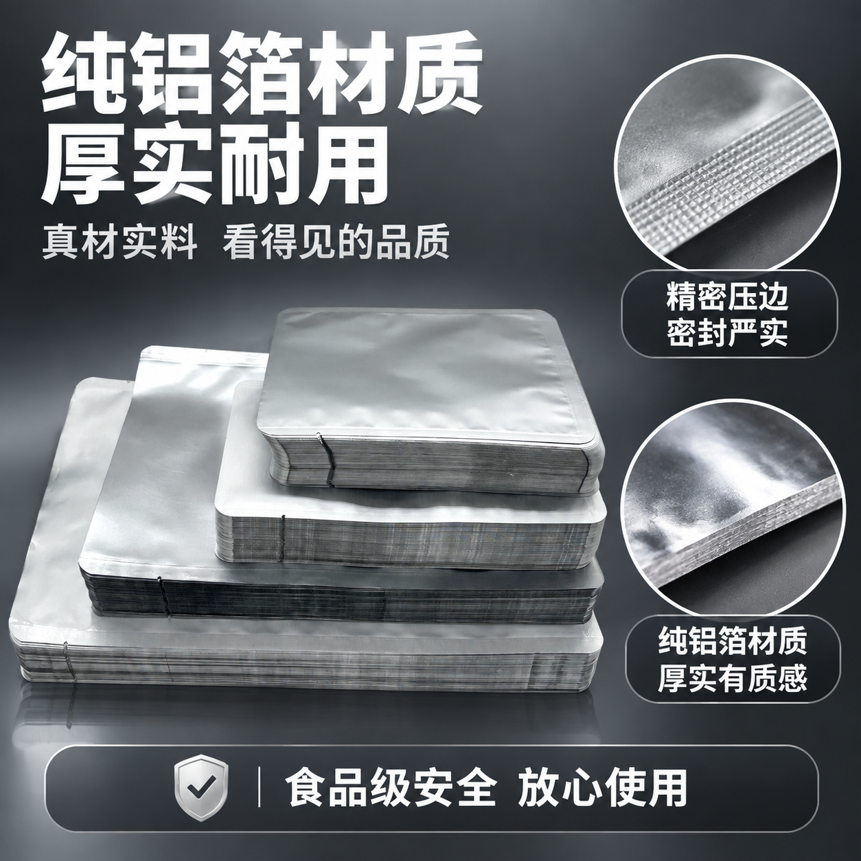 [主图-3] 材质细节品质图，微距展示铝箔袋的材质纹理、封口工… - 图片创意预览