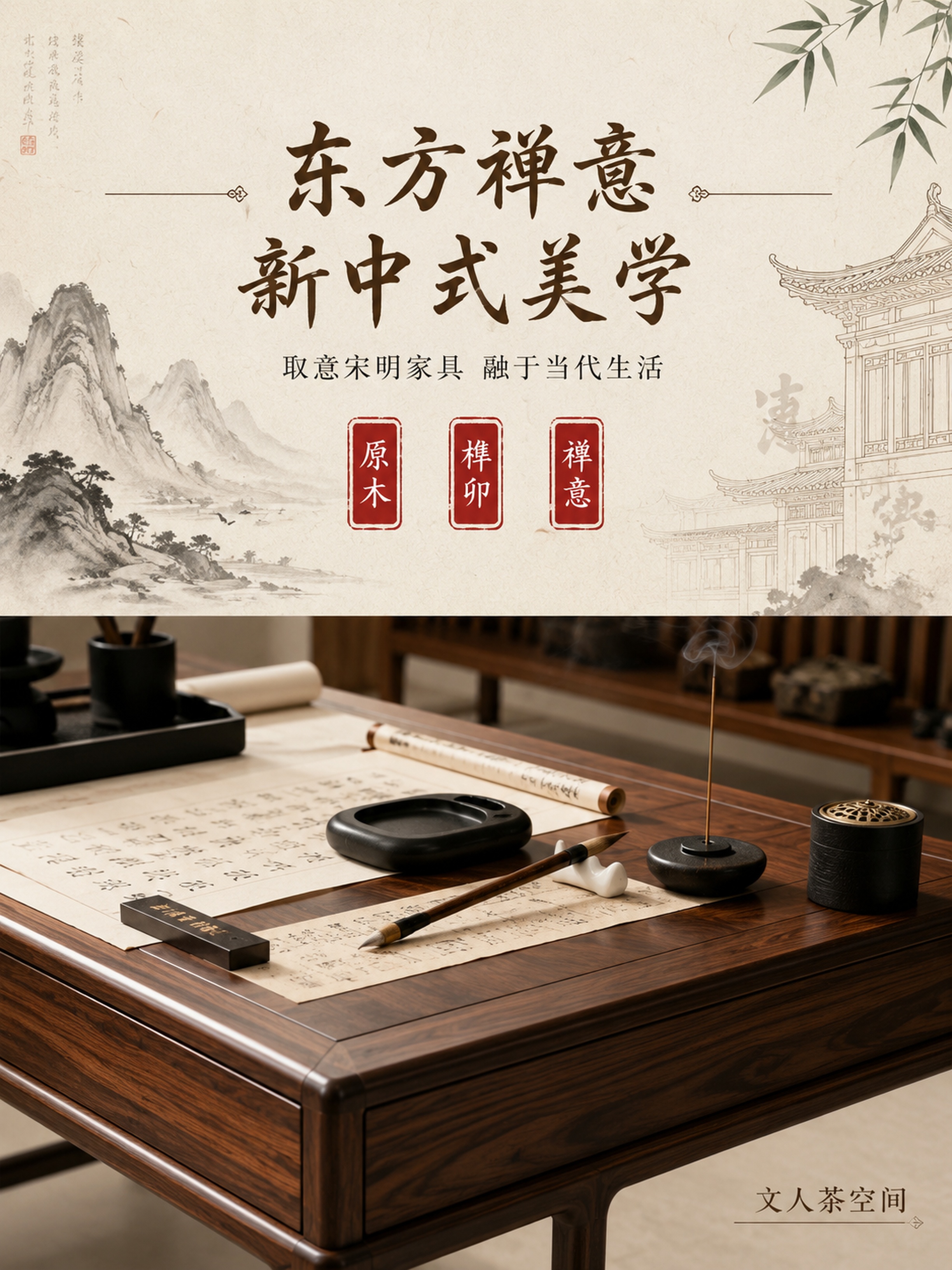 [第2屏] 设计美学叙事-新中式茶空间设计灵感与材质碰撞。本屏… - 图片创意预览