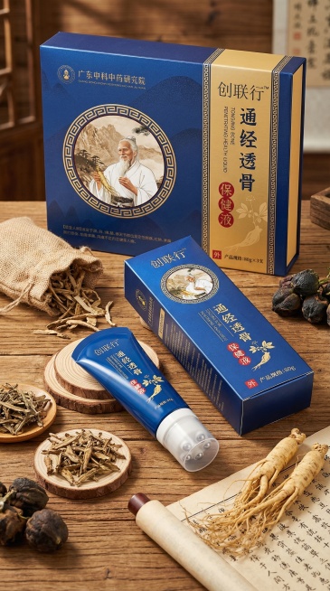 请生成4套中式国风套盒的产品实拍图，要求如下：
1. 主体：包含1套产品（图2的纸盒1个，图3的软管2个，图4的软管1个），以及对应礼盒（图1的礼盒1个），整体设计严格保持，文字清晰；
2. 场景：放预览效果