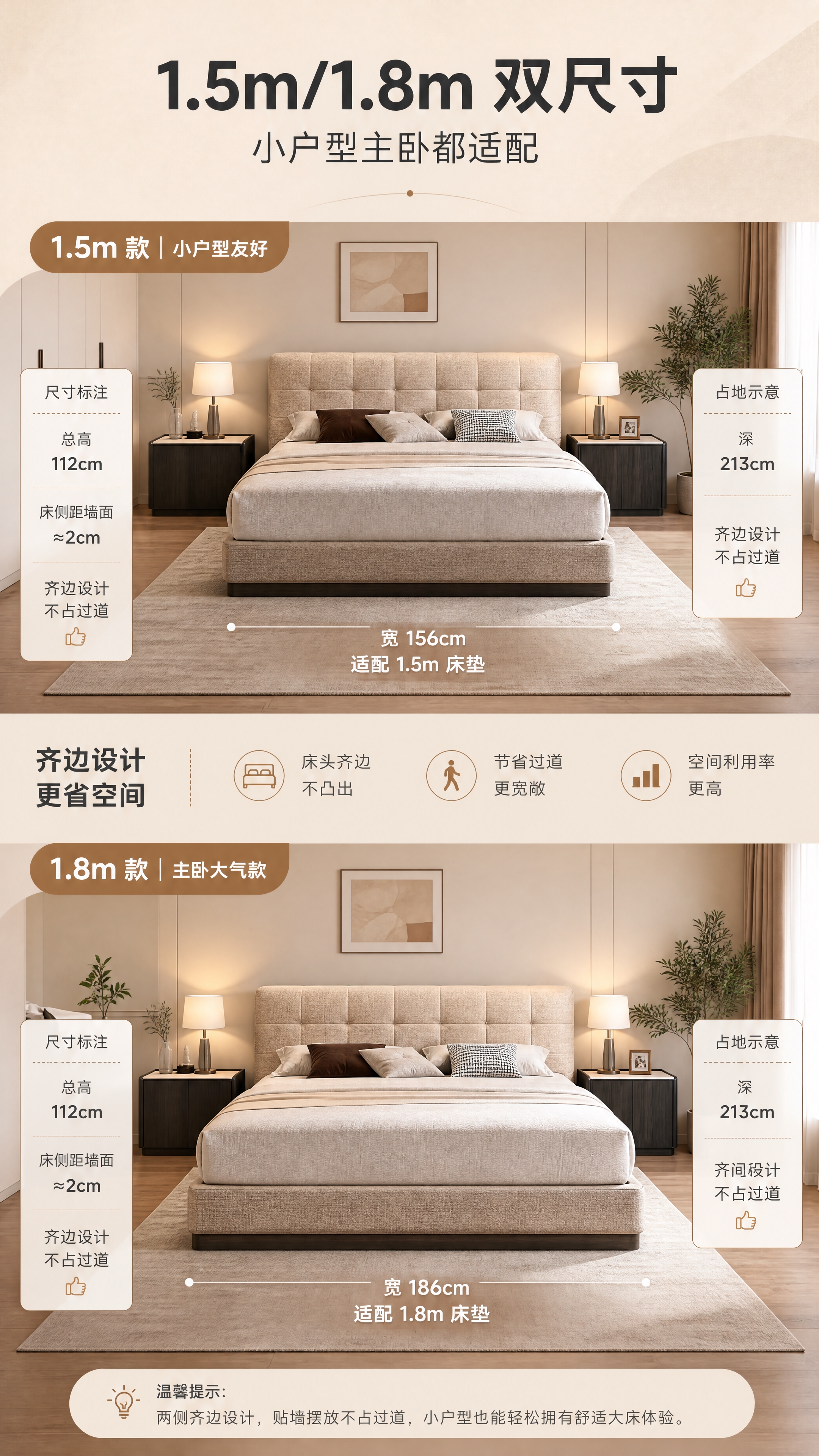 [商品] 使用【图1】现代简约高饱满软包床头齐边床；保留床头饱… - 图片创意预览