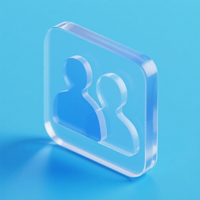 成员档案图标，双人物轮廓，弱玻璃质感，浅蓝渐变磨砂风格，低透明度玻璃效果，浅蓝色背景预览效果