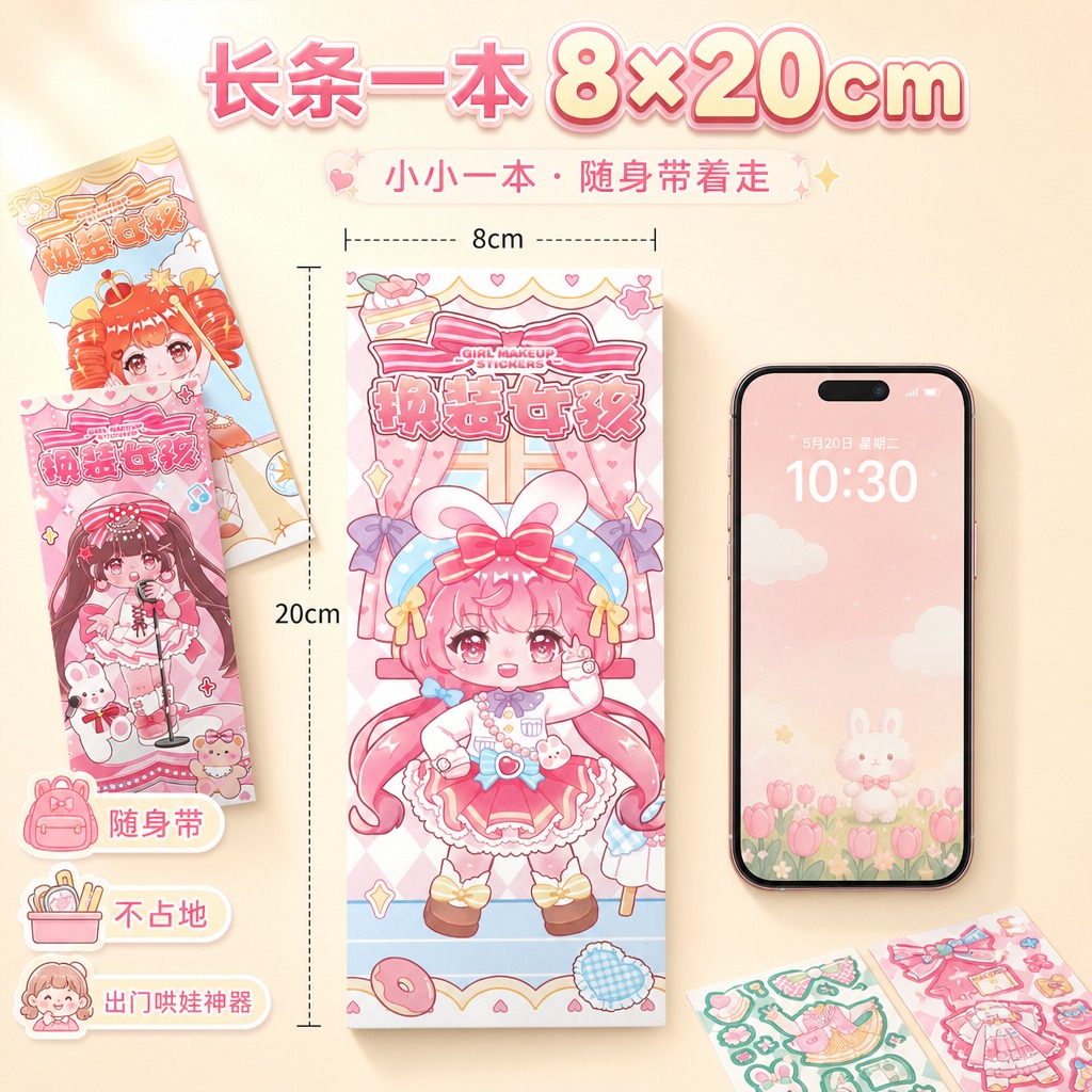 1:1正方形电商主图，俯拍平铺手机尺寸对比主题。画面左侧竖直立… - 图片创意预览