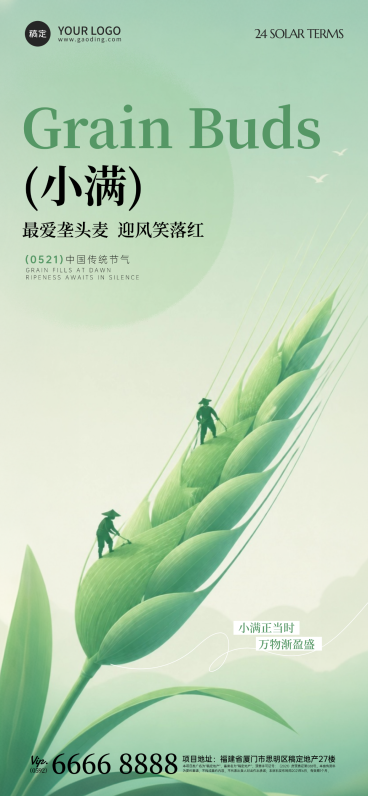 小满节气创意全屏竖版海报预览效果