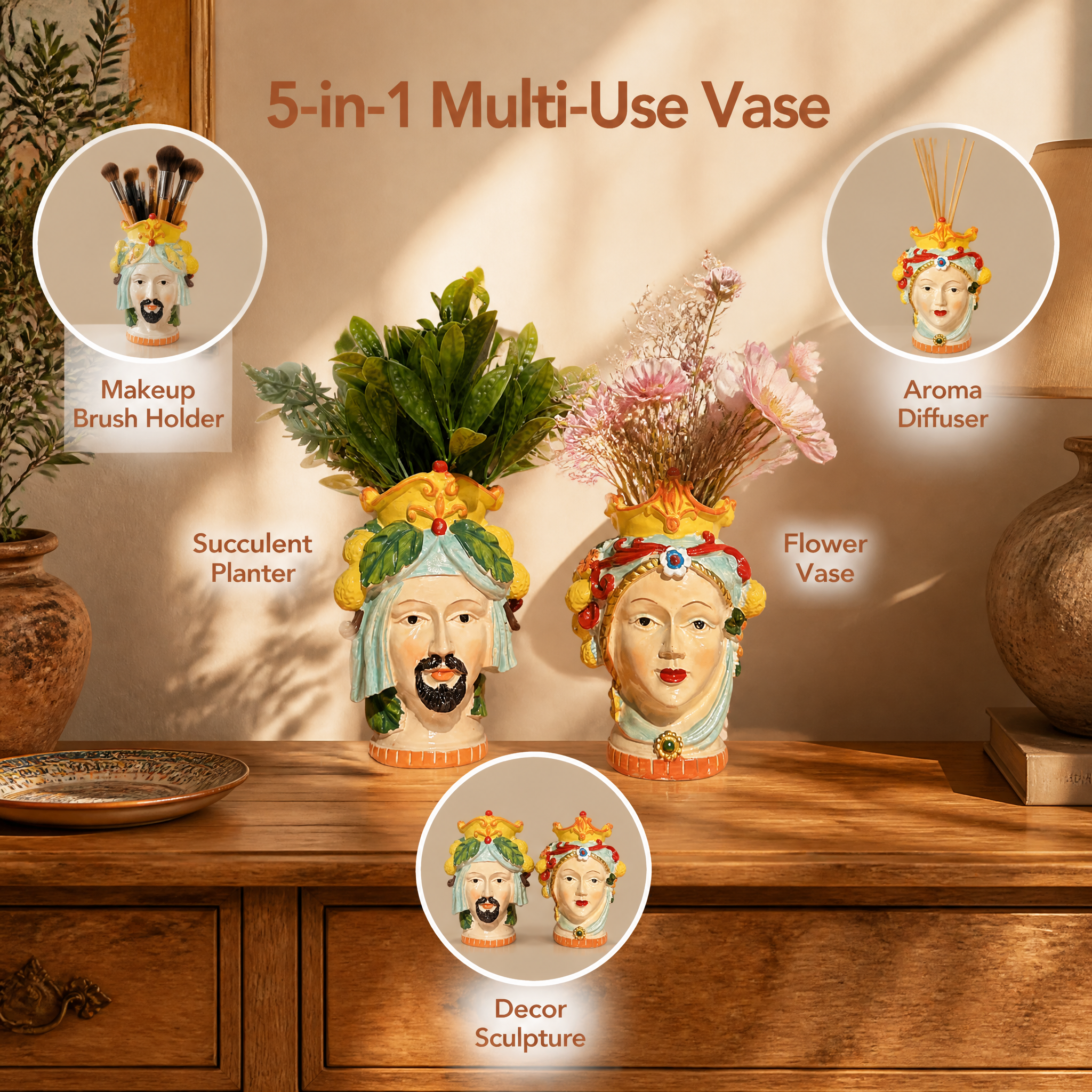 Sicilian Moorish head vase mult… - 图片创意预览