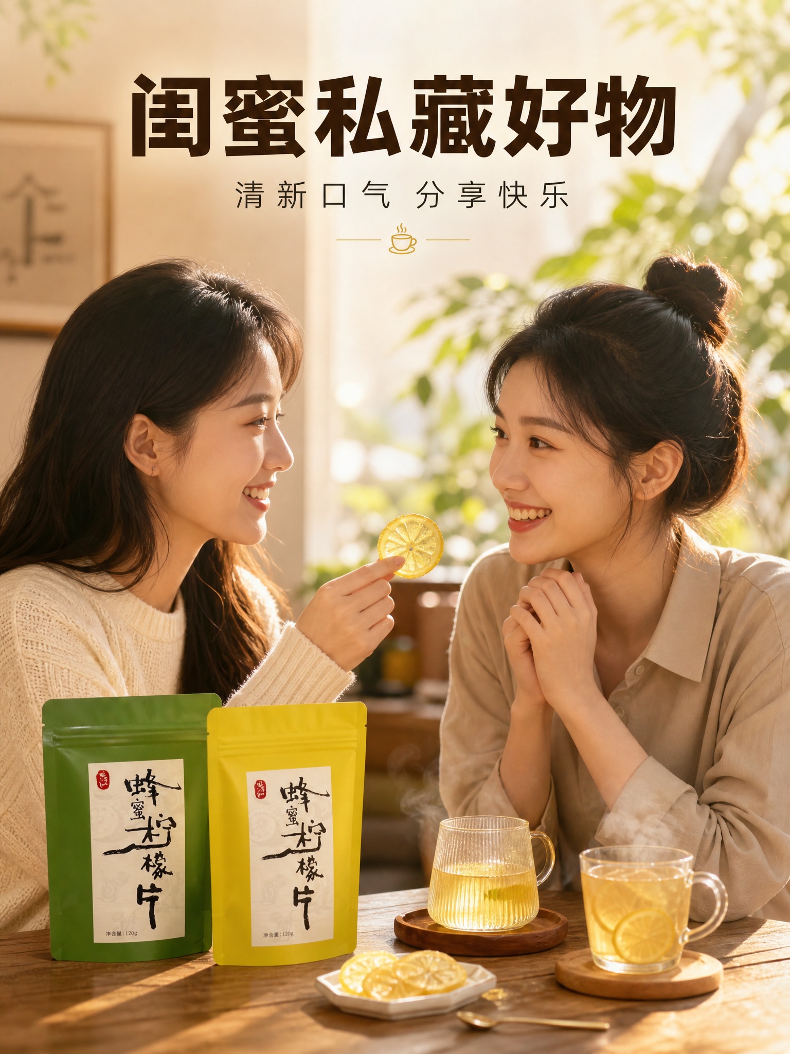 电商商品营销海报，9:16竖版，温馨情绪场景。画面人物：两位年… - 图片创意预览