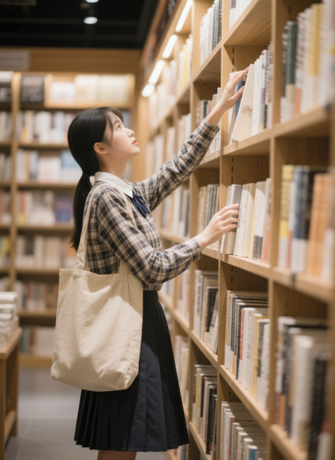 女生的手势变为举起来拿上面的书，抬头预览效果