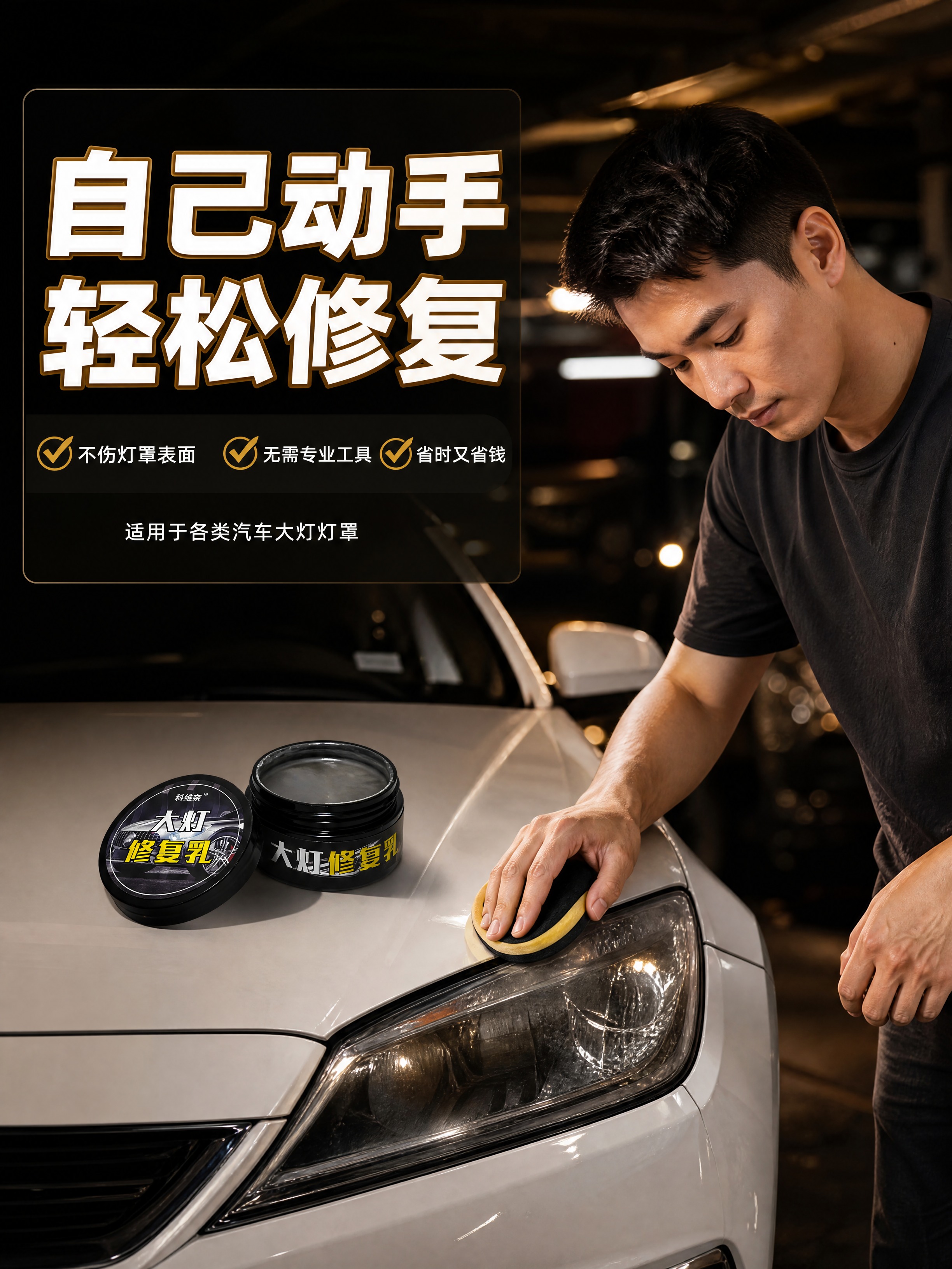 [商品] 使用【图1】科维奈大灯修复乳120g黑色圆罐；保留黑… - 图片创意预览
