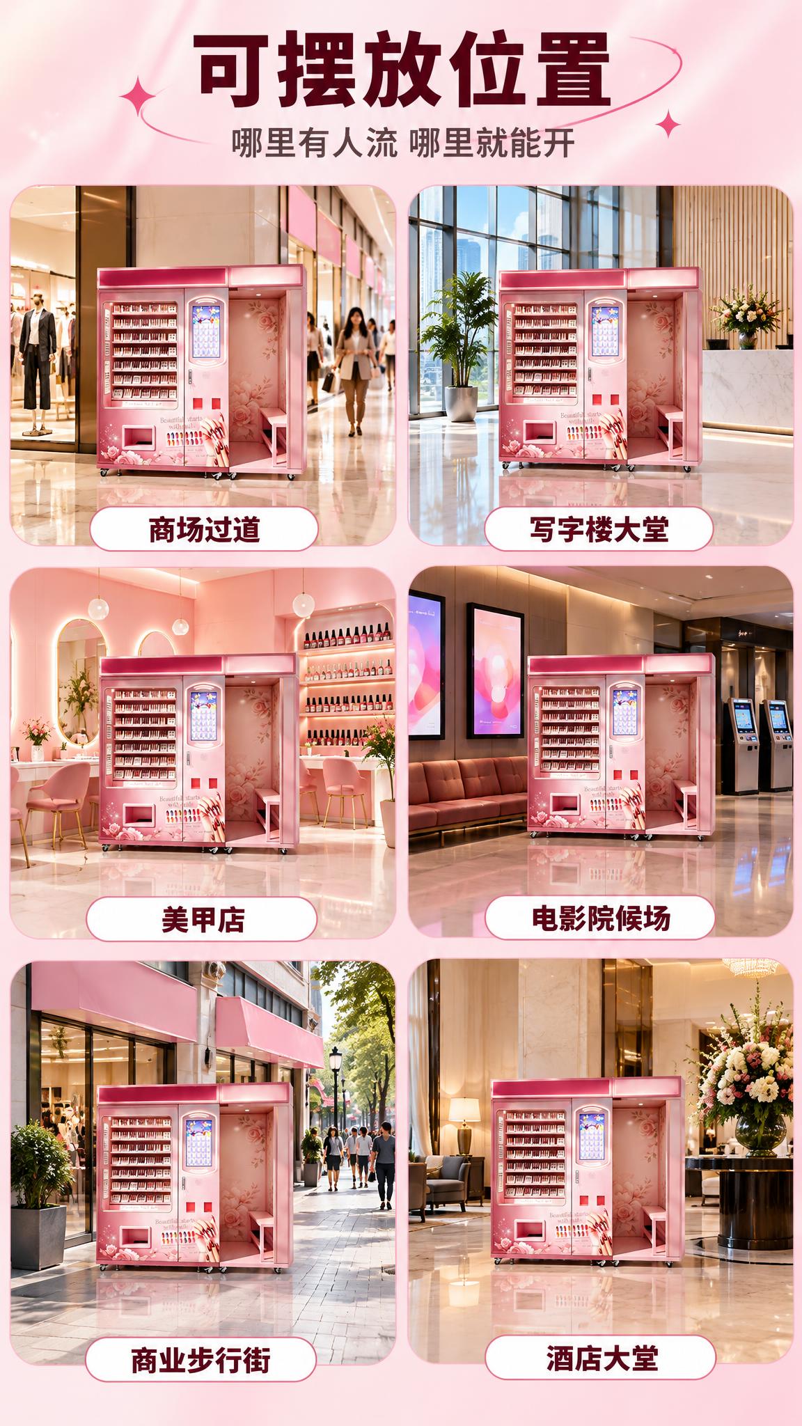 [商品] 使用【图1】全自动美甲机的同款机身缩小植入各场景：粉… - 图片创意预览