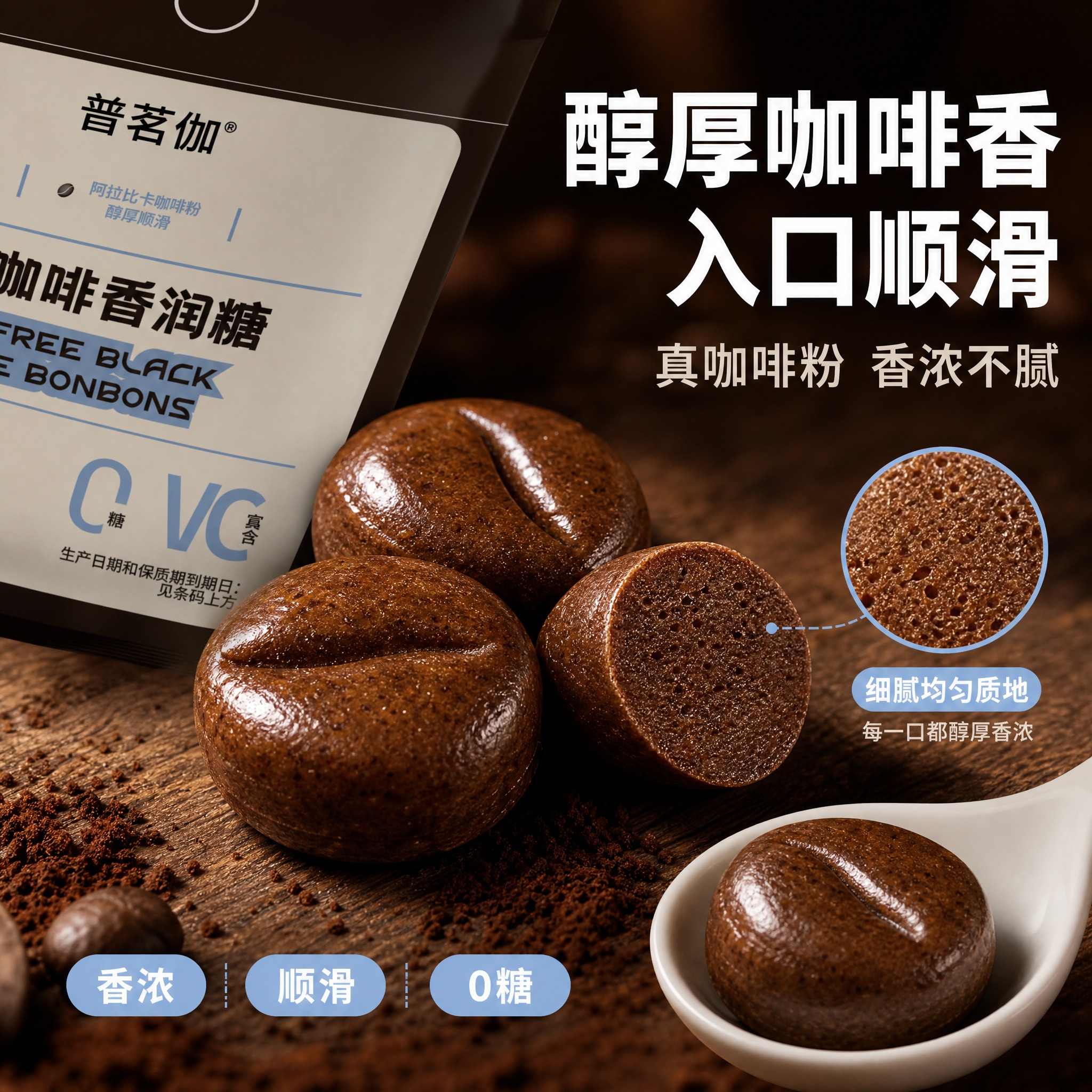 [主图-3] 普茗伽无糖黑咖啡香润糖 细节与口感 微观种草。… - 图片创意预览