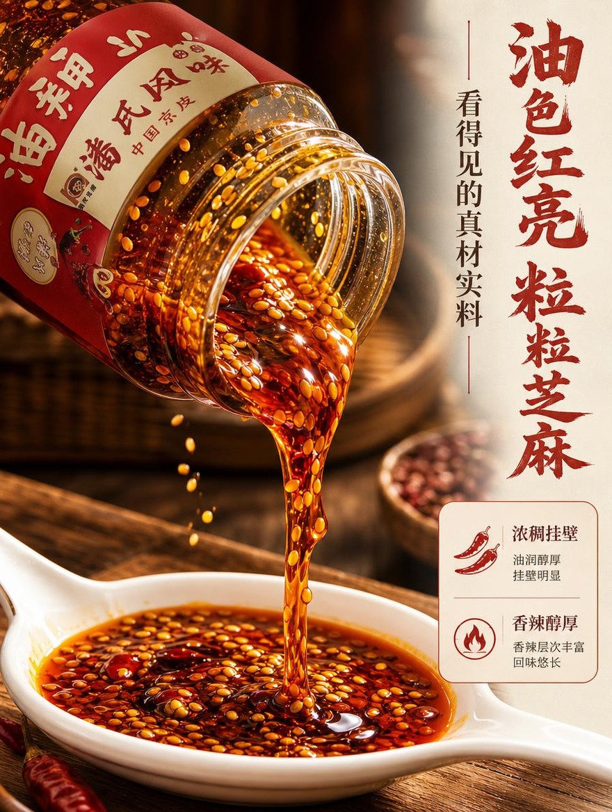 [商品] 使用【图2】潘氏风味油泼辣子玻璃瓶装；保留瓶身结构、… - 图片创意预览