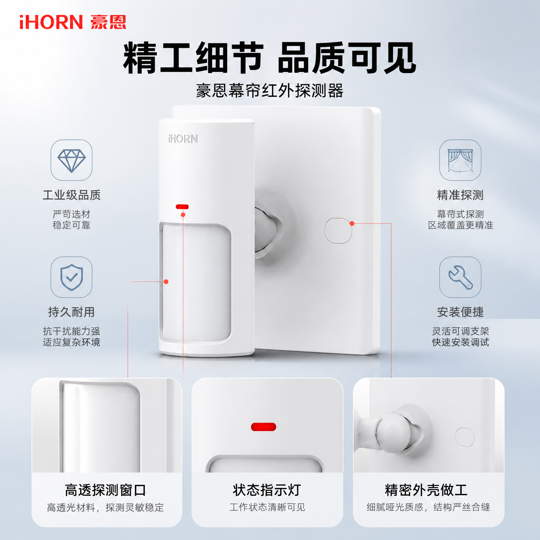 [主图-3] 豪恩幕帘红外探测器 · 产品结构与细节证据。 [… - 图片创意预览