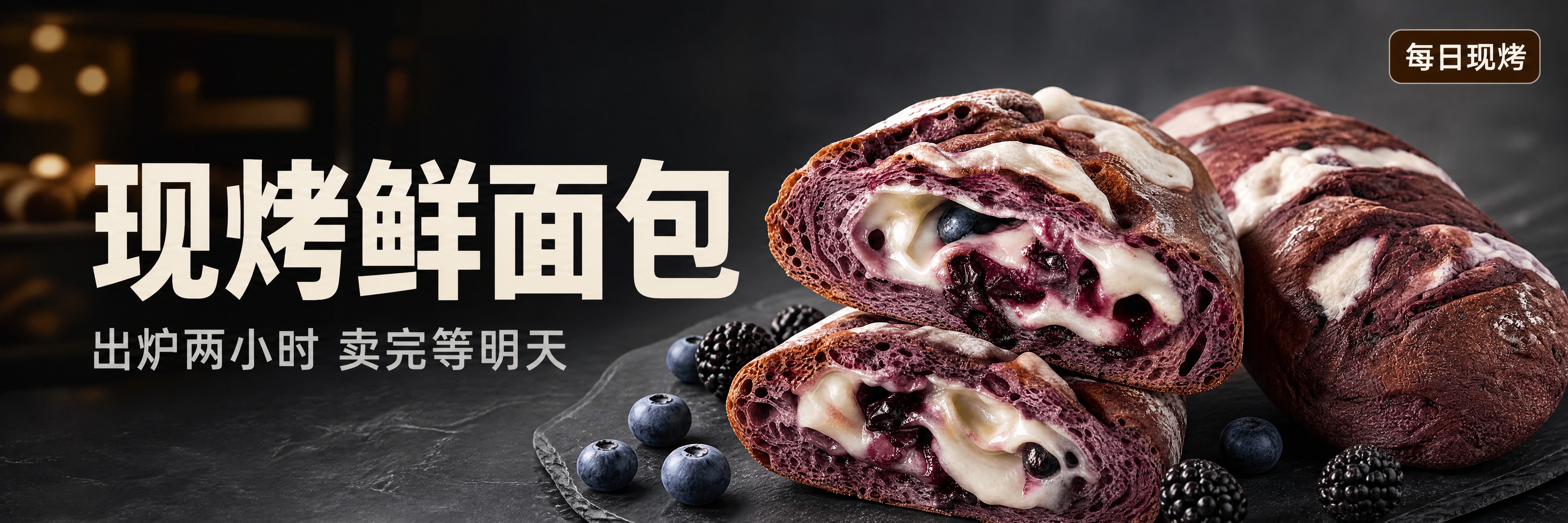 烘焙店招牌头图海报（面包周末版），3:1超宽横幅，1440×4… - 图片创意预览