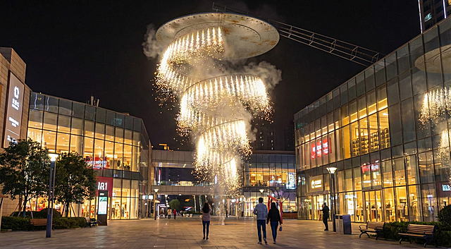 将背景更换为商场广场