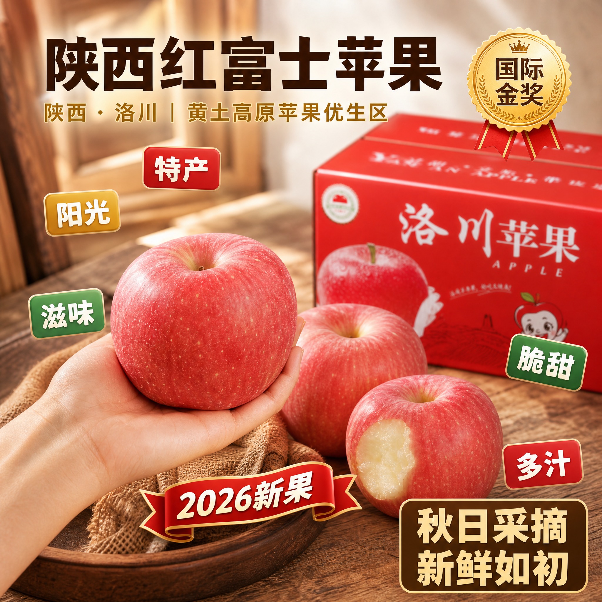 京东生鲜电商主图，800×800像素，1:1正方形。背景为老旧… - 图片创意预览