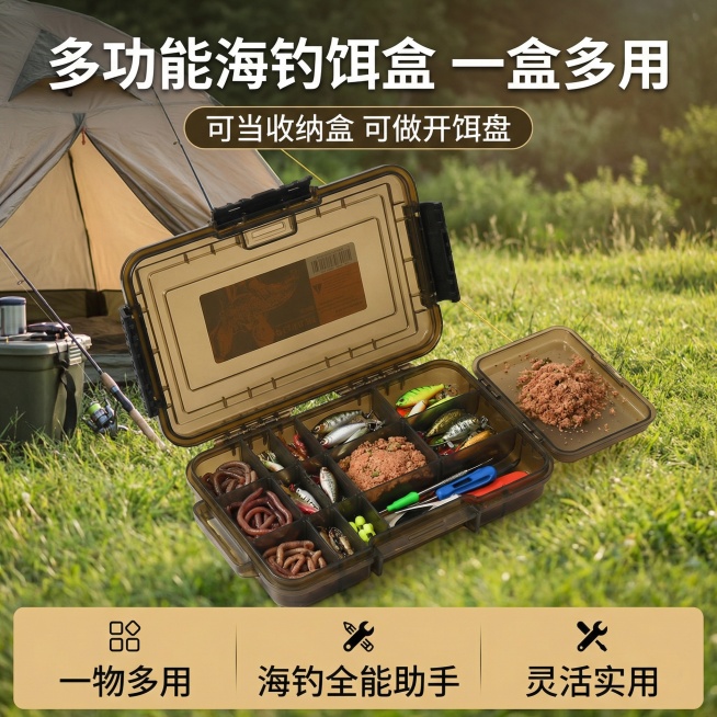 这款产品是海钓饵盒，帮我做五张电商主图预览效果