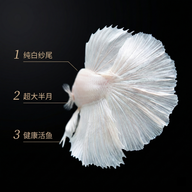 [主图 2] 泰国斗鱼白色婚纱核心亮点展示
[氛围风格] 简约清晰，突出产品特点，视觉干净高级
[画面元素] 商业摄影质感、光线柔和通透、产品清晰真实、画面干净高级。保留泰国斗鱼原图整体形态，突出展示预览效果