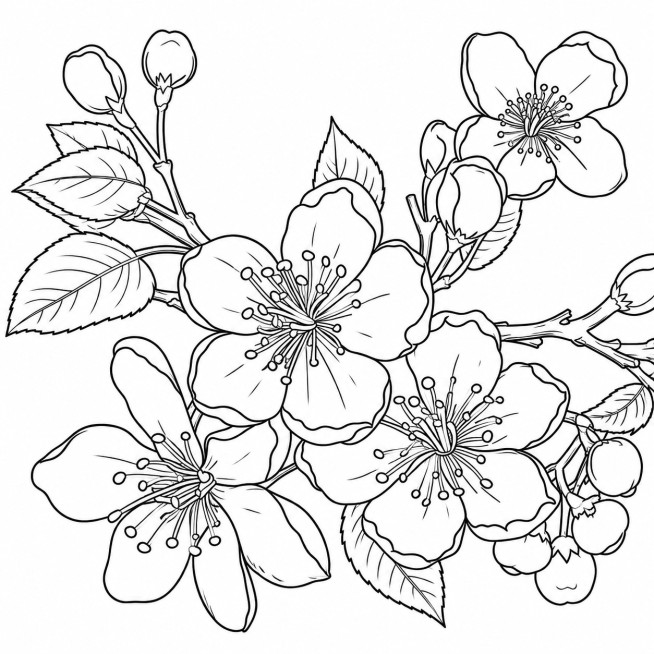 参考原图片的樱花花枝画面内容，重新生成矢量风格的插画，保持线条干净清晰预览效果