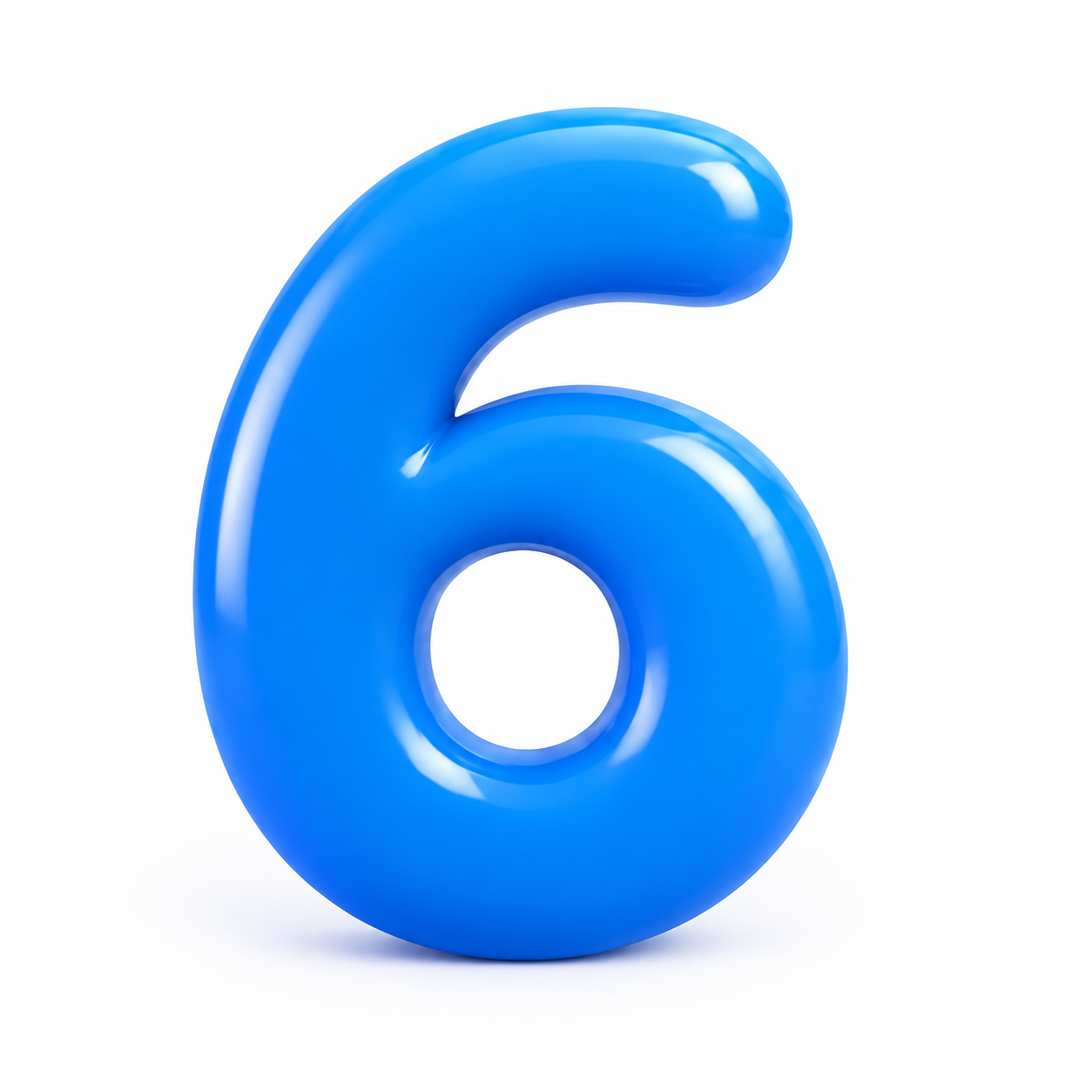 一个蓝色的立体数字6 six，圆润饱满的3D造型，光滑有光泽的… - 图片创意预览