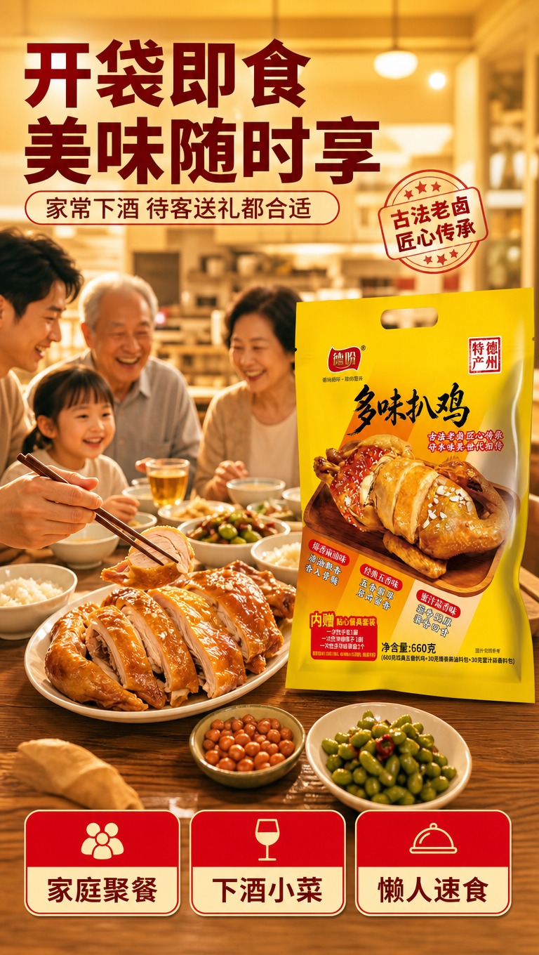 [商品] 使用【图1】德盼多味扒鸡黄色包装袋；保留包装袋所有结… - 图片创意预览