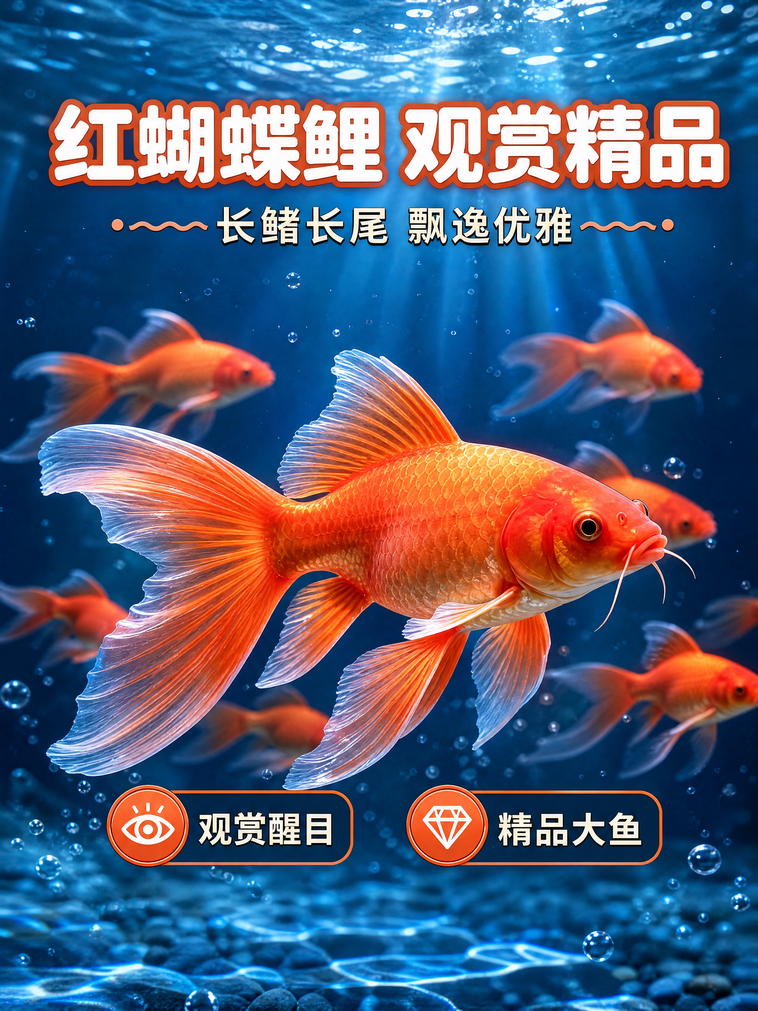[商品] 使用【图1】红蝴蝶鲤观赏鱼；保留鱼的橙红色鳞片、长鳍… - 图片创意预览