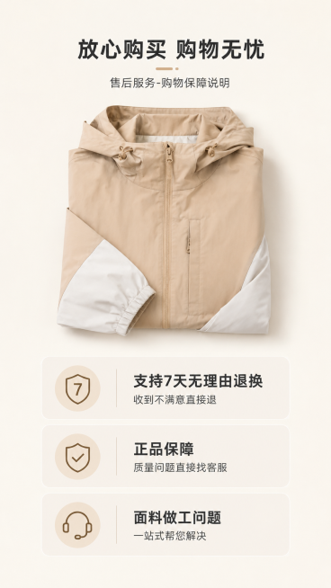 支持 7 天无理由退换，收到不满意直接退 正品保障，质量问题直接找客服，不用扯皮 面料问题、做工问题，都能给你解决预览效果