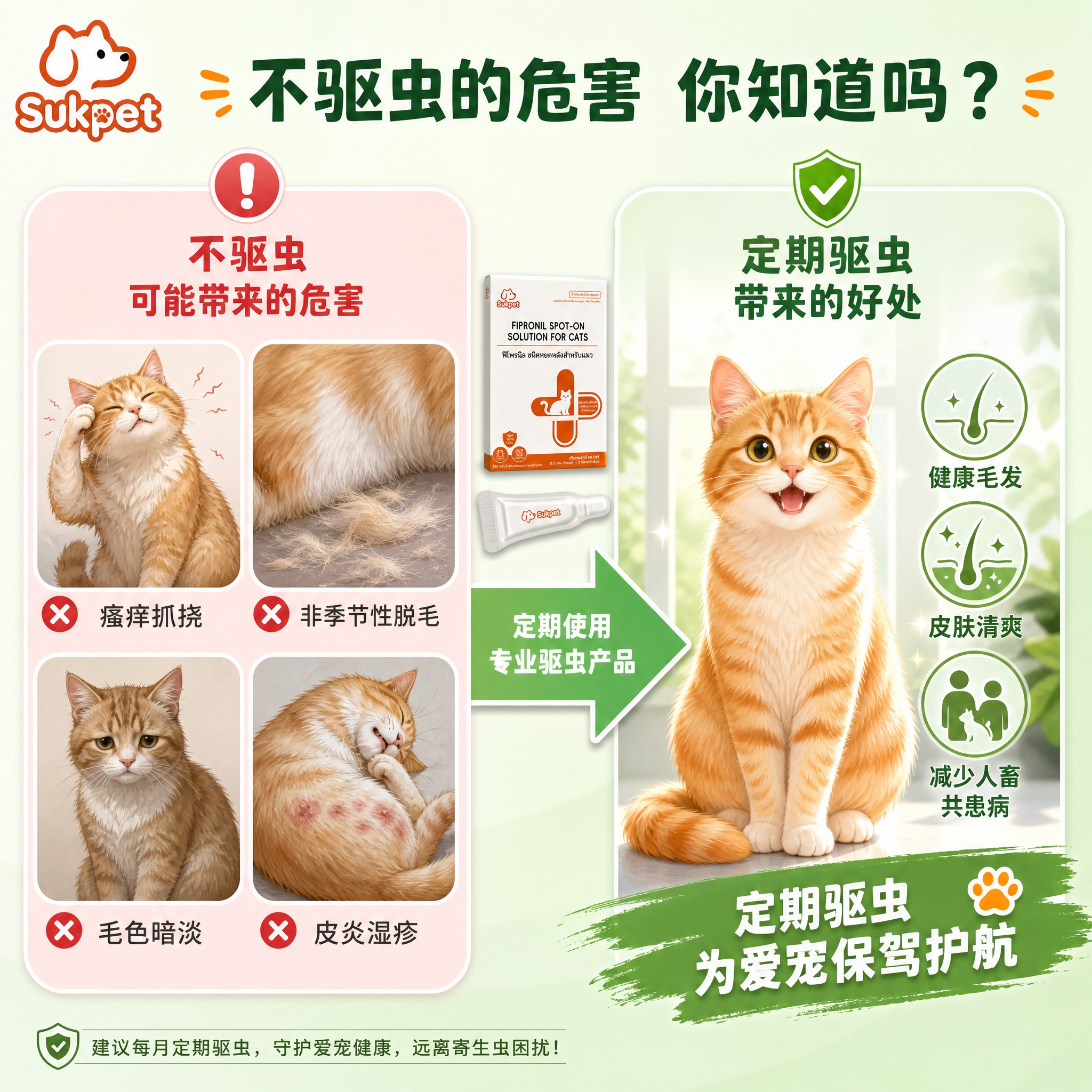 [主图-5] 不驱虫的危害对比图，核心任务是通过前后对比展示定… - 图片创意预览