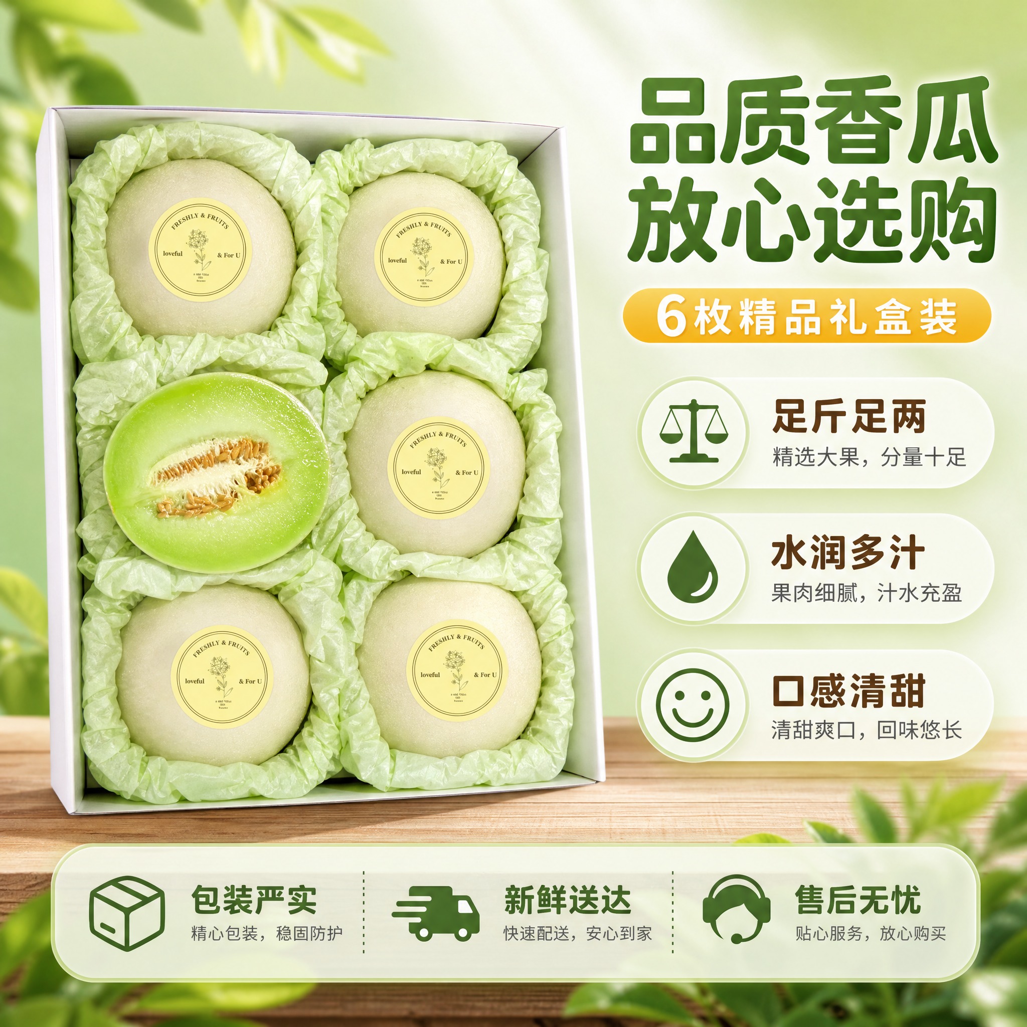 [主图-6] 香瓜礼盒 规格与品质保障 转化下单主题。 [统一… - 图片创意预览