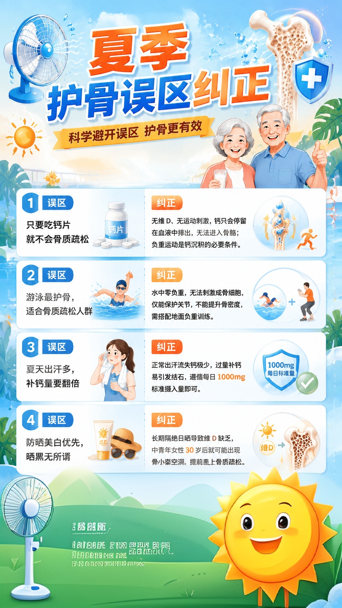 背景改为绿色卡通风格 两个老人换擦汗的年轻人 风扇换成太阳拟人 - 图片创意预览