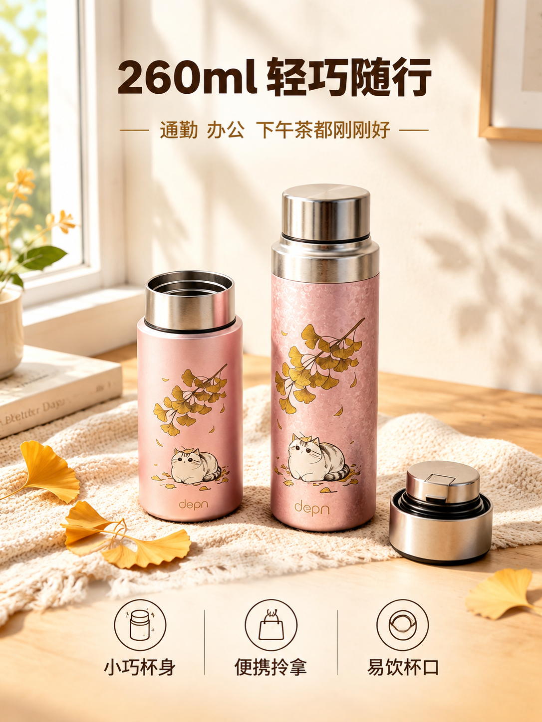 [主图-2] 主题：260ml轻巧随行，展示便携性与日常使用场… - 图片创意预览
