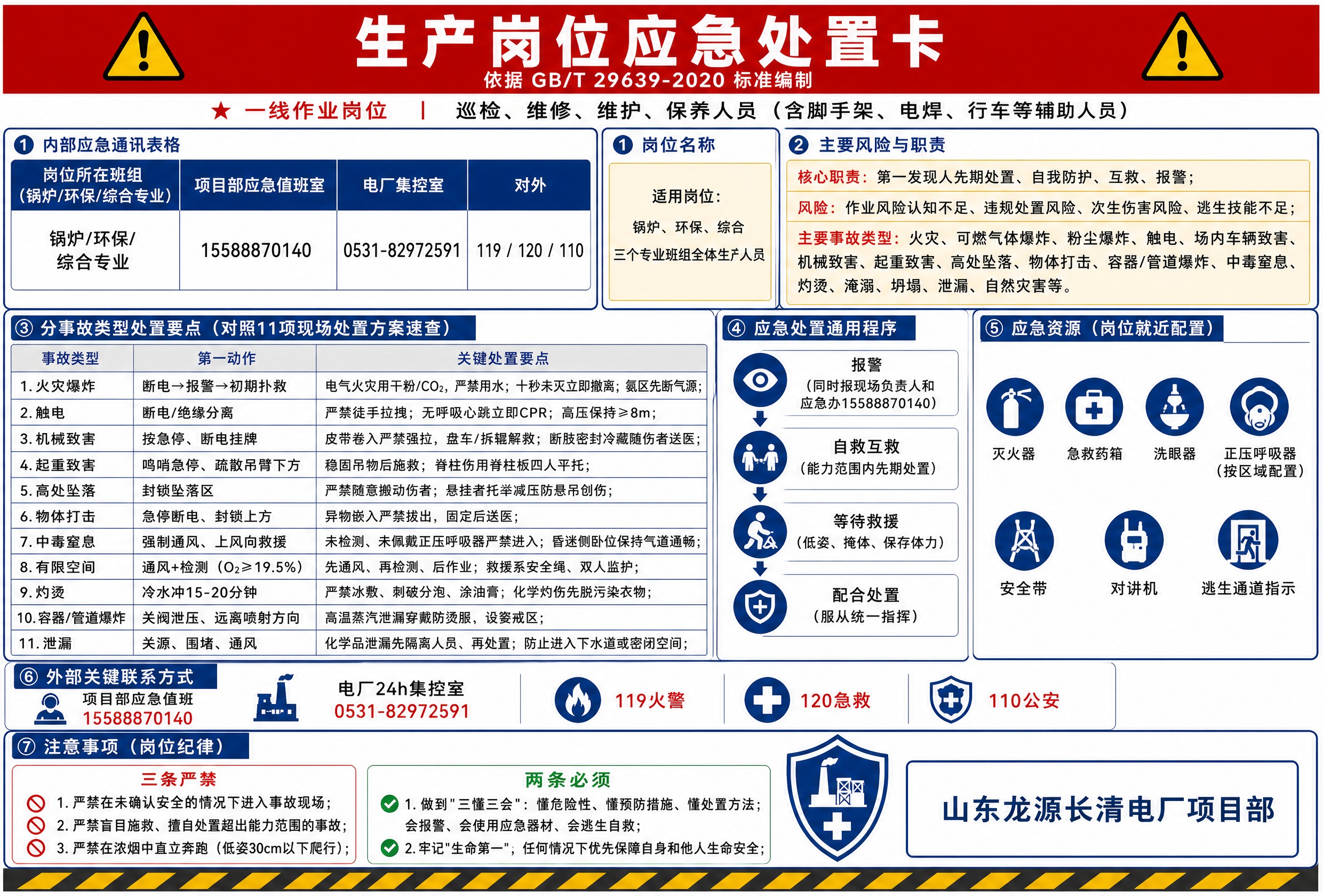 工业风安全应急处置卡，A4横版，与上一张"现场负责人应急处置卡… - 图片创意预览