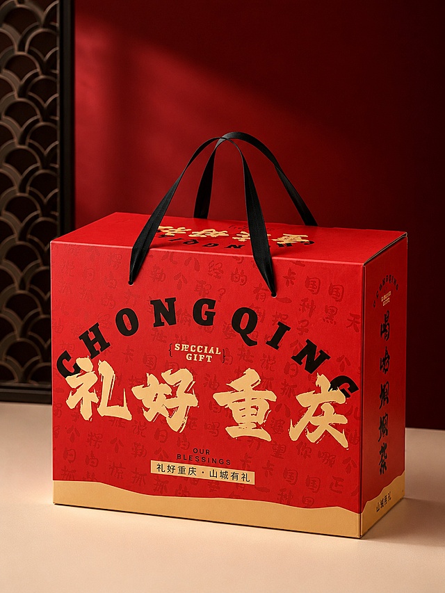 基于图中的红色礼盒产品，设计一张电商产品主图，3:4竖版构图，2K高清画质，礼盒完整居中展示，保留礼盒上的文字和图案细节，背景简洁高级，突出产品质感，适合电商平台展示