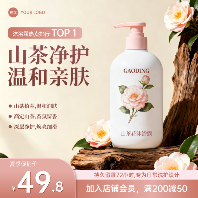 香氛沐浴露美妆个护线上渠道电商零售主图预览效果