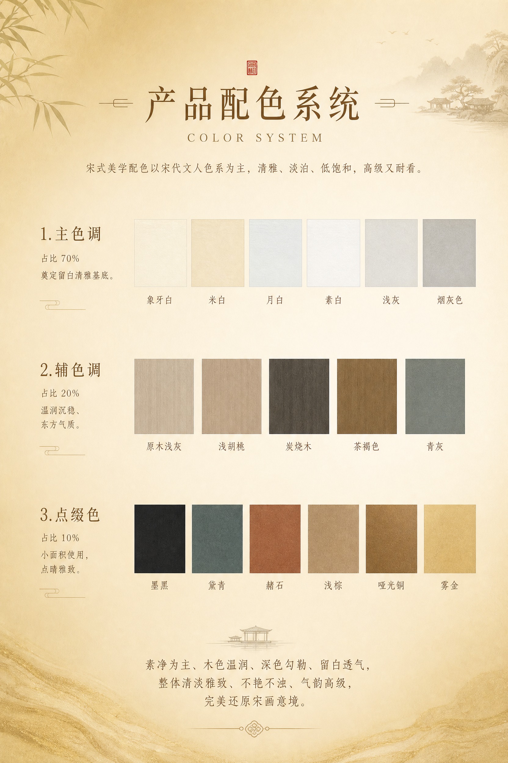 画册内页设计，竖版20cm*30cm，金黄色调，宋式美学全屋定… - 图片创意预览