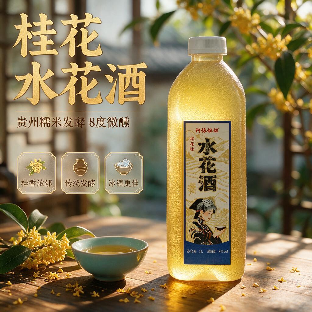 [主图-1] 首图点击率海报，主题：贵州桂花味水花酒 糯米发酵… - 图片创意预览