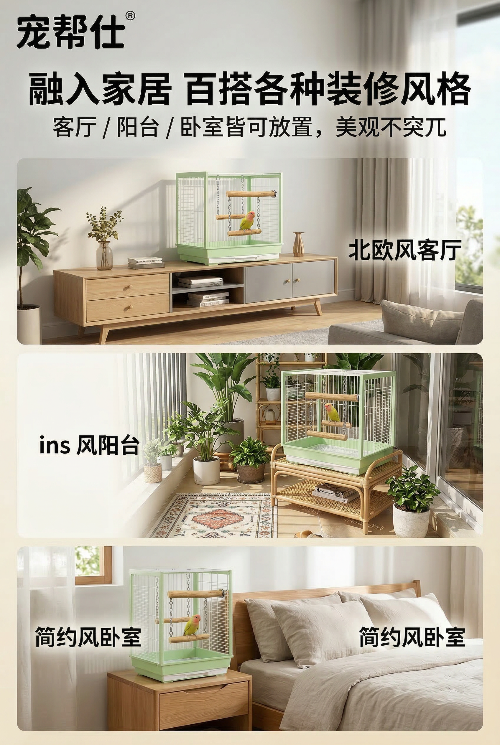 第 11 屏 家居适配・多场景百搭展示，严格还原上传的宠帮仕不… - 图片创意预览