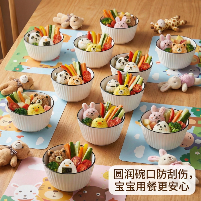图中每个碗里面的食物基本相同，看起来有点重复，请略作调整，区分一下。预览效果