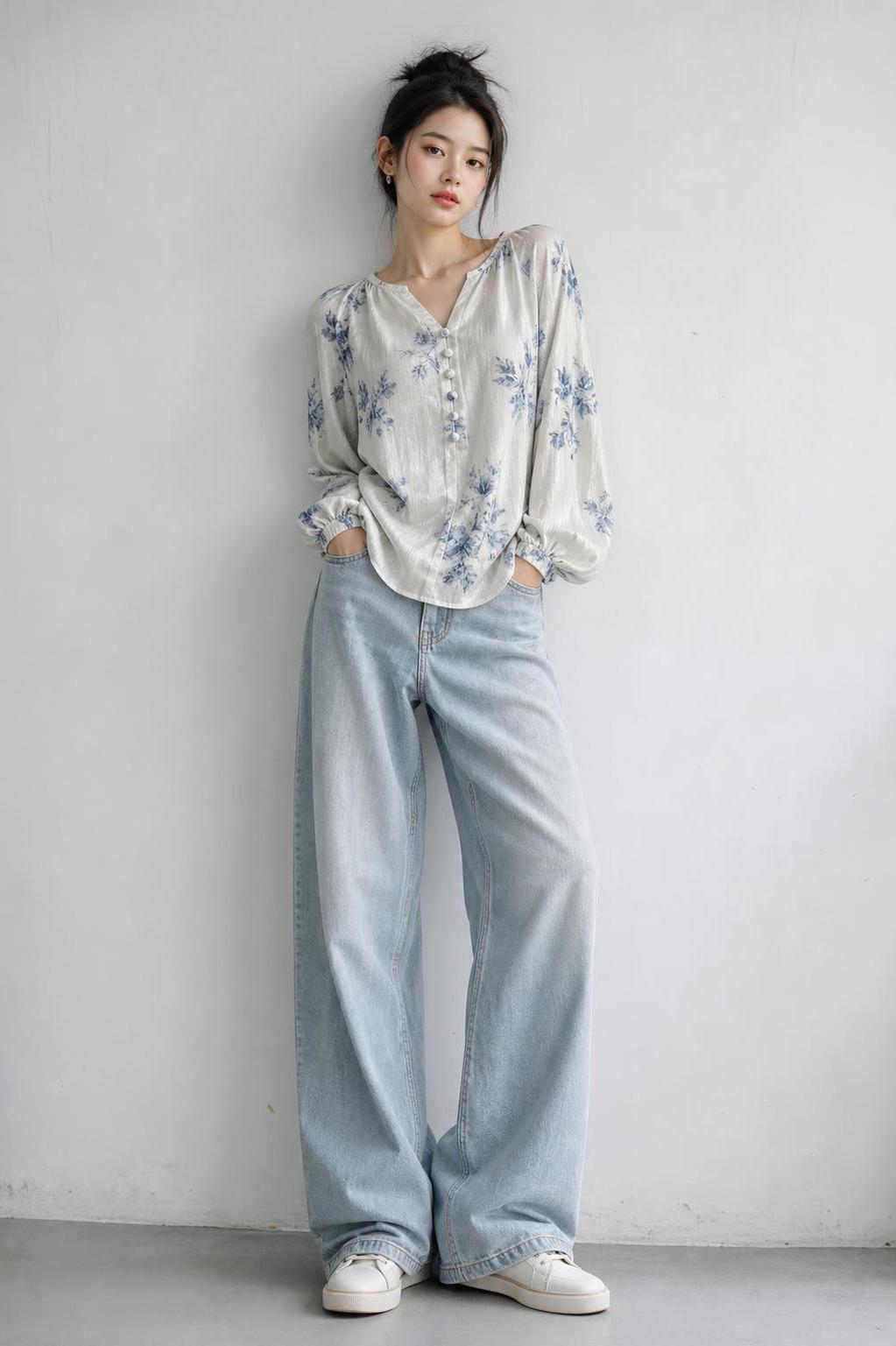 将第一张图中的衣服穿到第二张图的模特身上，保留衣服的所有细节、… - 图片创意预览