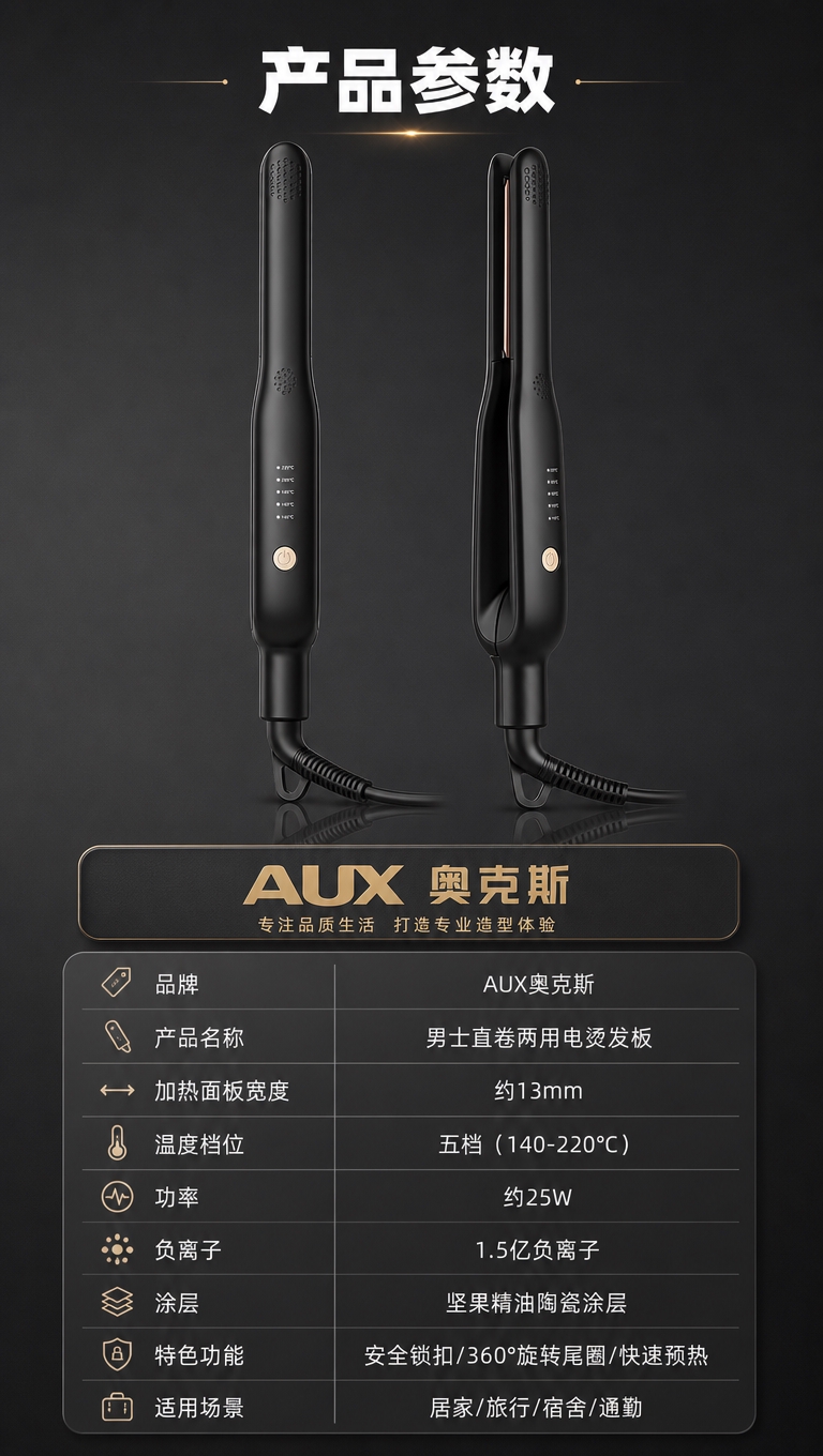 [商品] 使用【图9】【图4】黑色直卷两用电烫发板正视图和侧视… - 图片创意预览