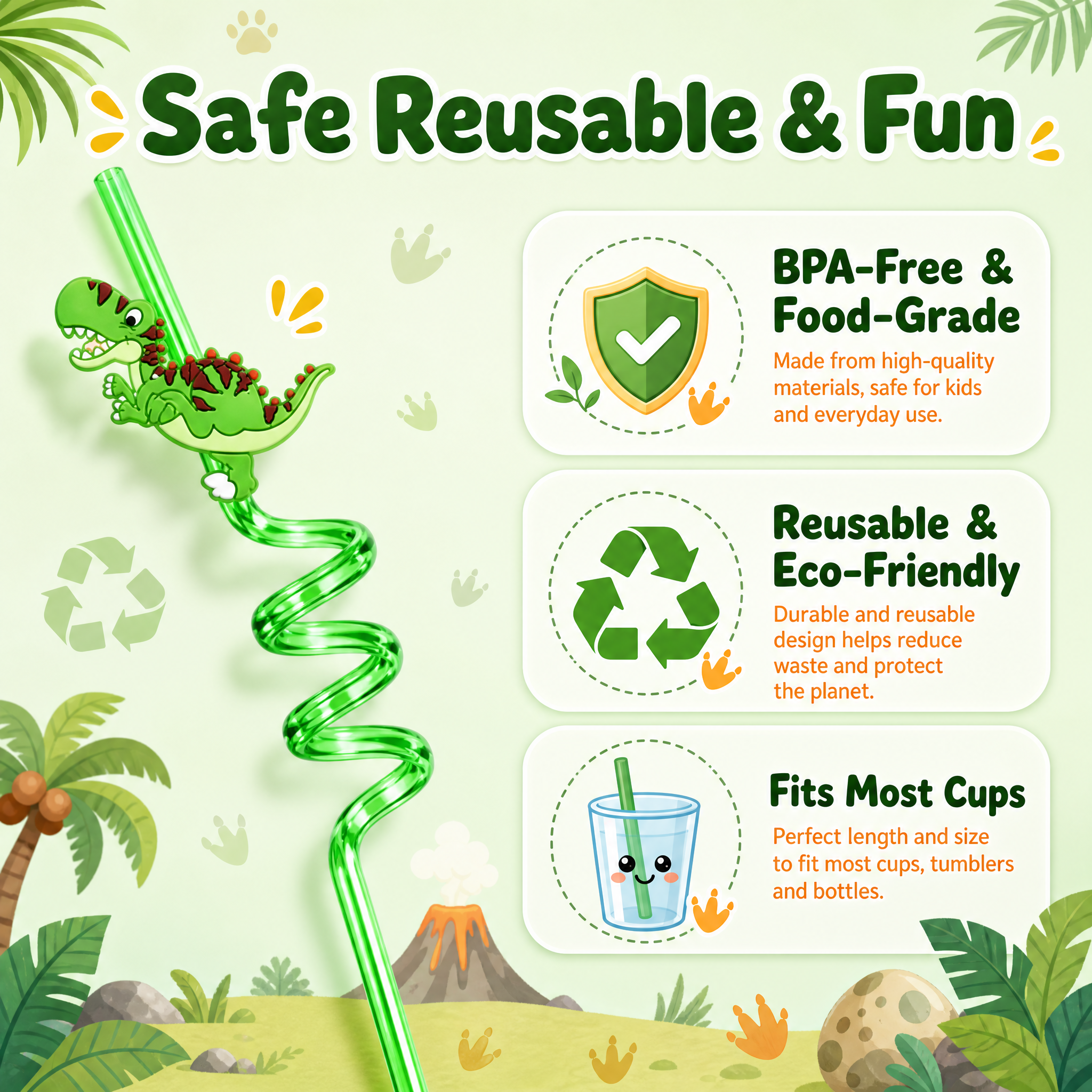 [主图-8] Dinosaur Spiral Straws 8… - 图片创意预览
