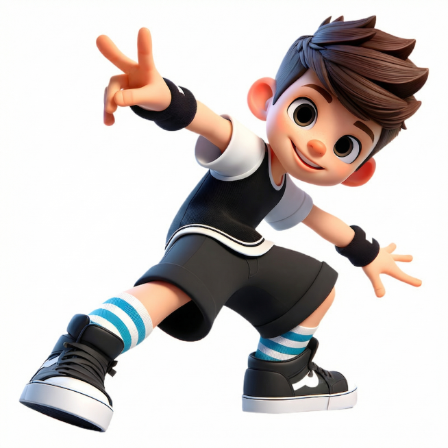 移除衣服上的文字logo和图片上所有水印文字，只保留3D卡通人物，其余保持原样预览效果