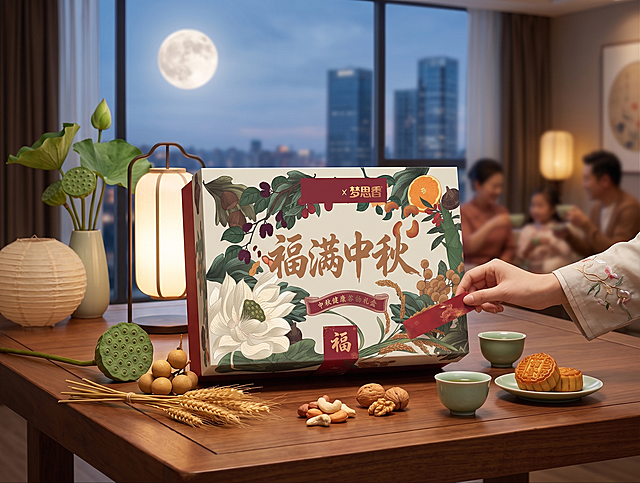 生成一张适合图中礼盒的场景