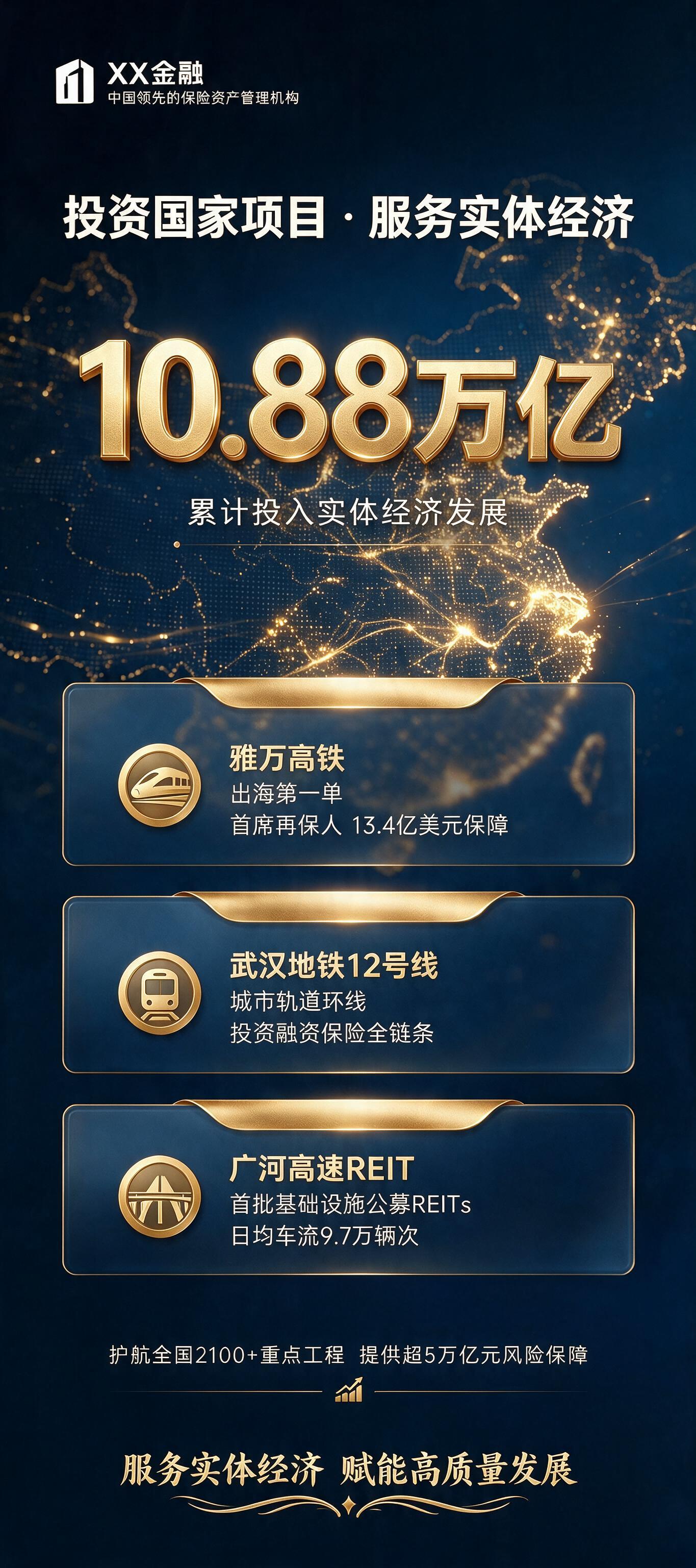 在这张高端金融海报的顶部LOGO下方，添加一行白色标题文字"投… - 图片创意预览