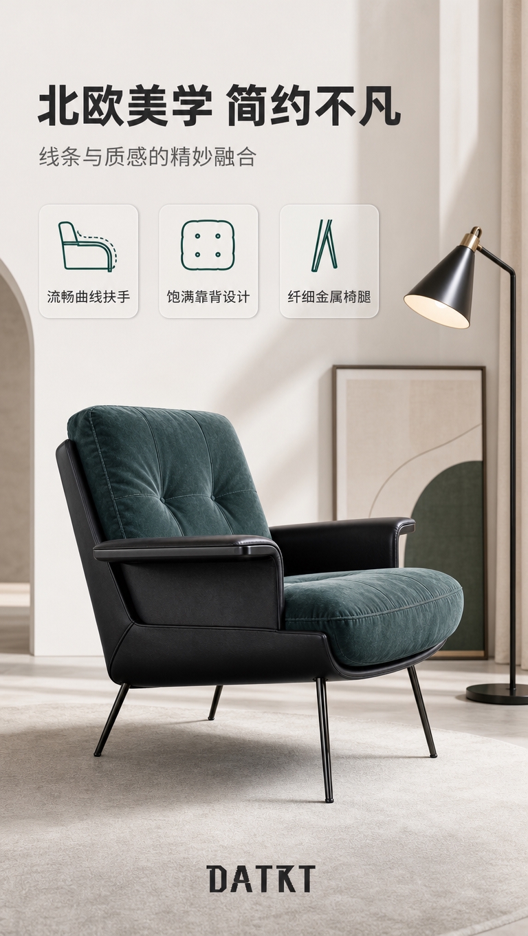 [商品] 使用【图1】深绿色单人休闲椅；保留扶手、靠背、坐垫、… - 图片创意预览
