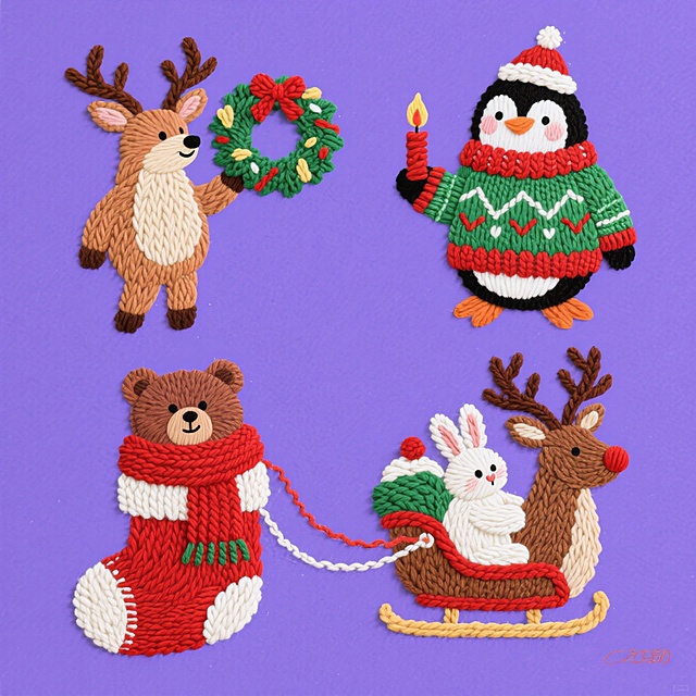 毛线绣圣诞元素