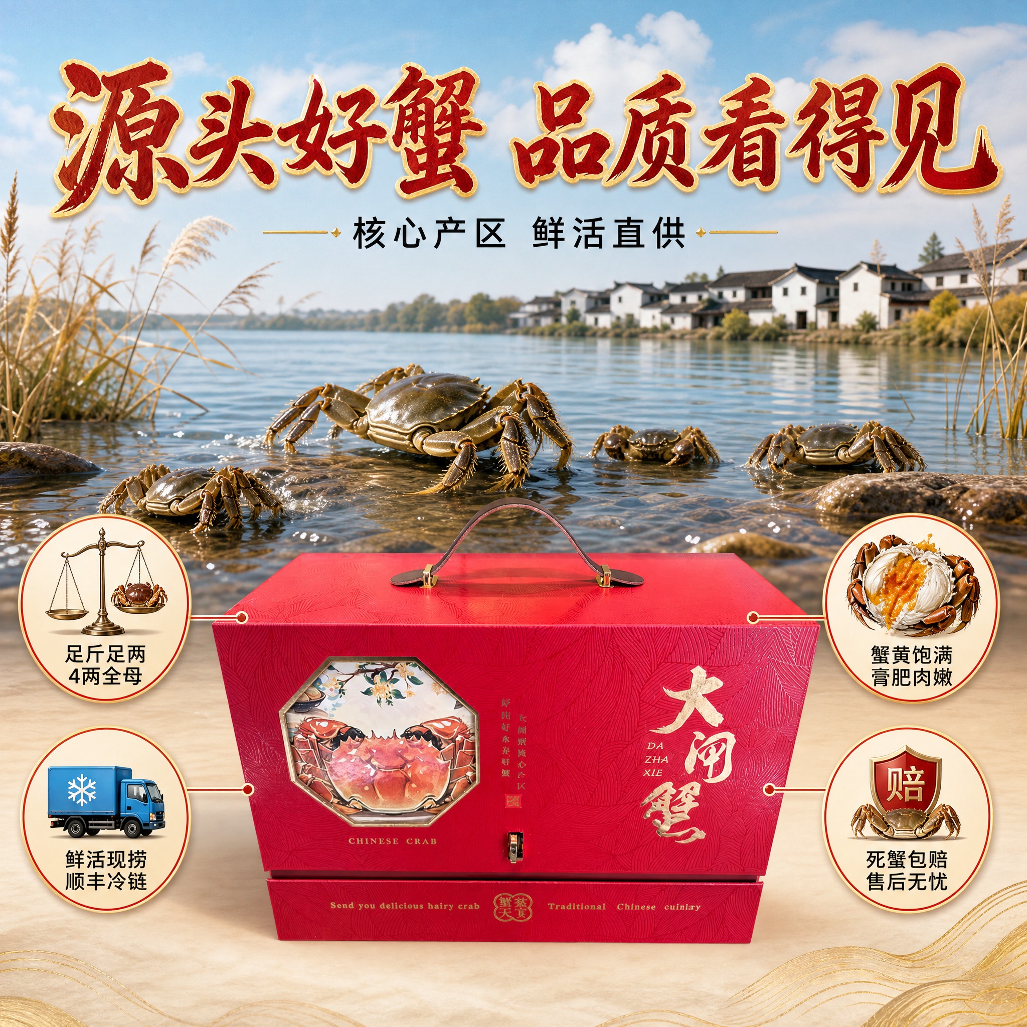 [主图-2] 核心卖点溯源图，展示大闸蟹产地与品质保障，建立信… - 图片创意预览