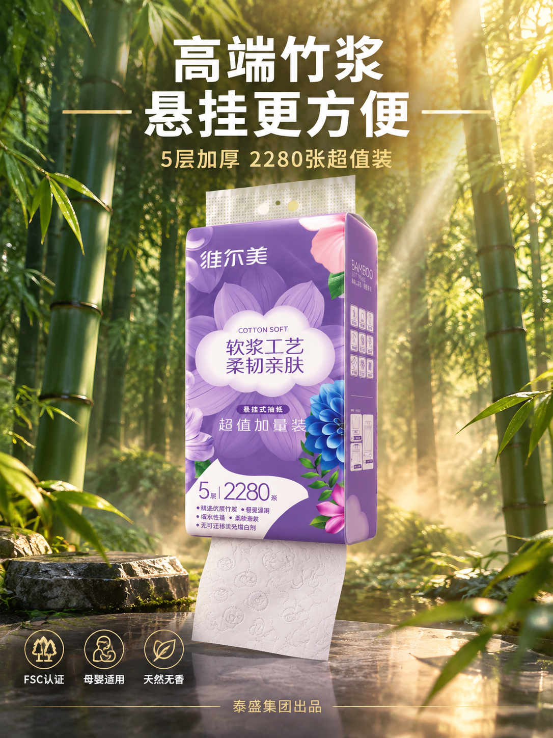 [商品] 使用【图2】维尔美紫色悬挂式抽纸和【图9】竹林图；保… - 图片创意预览
