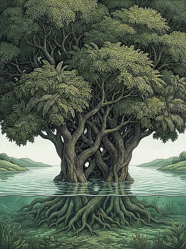 大树长在水里