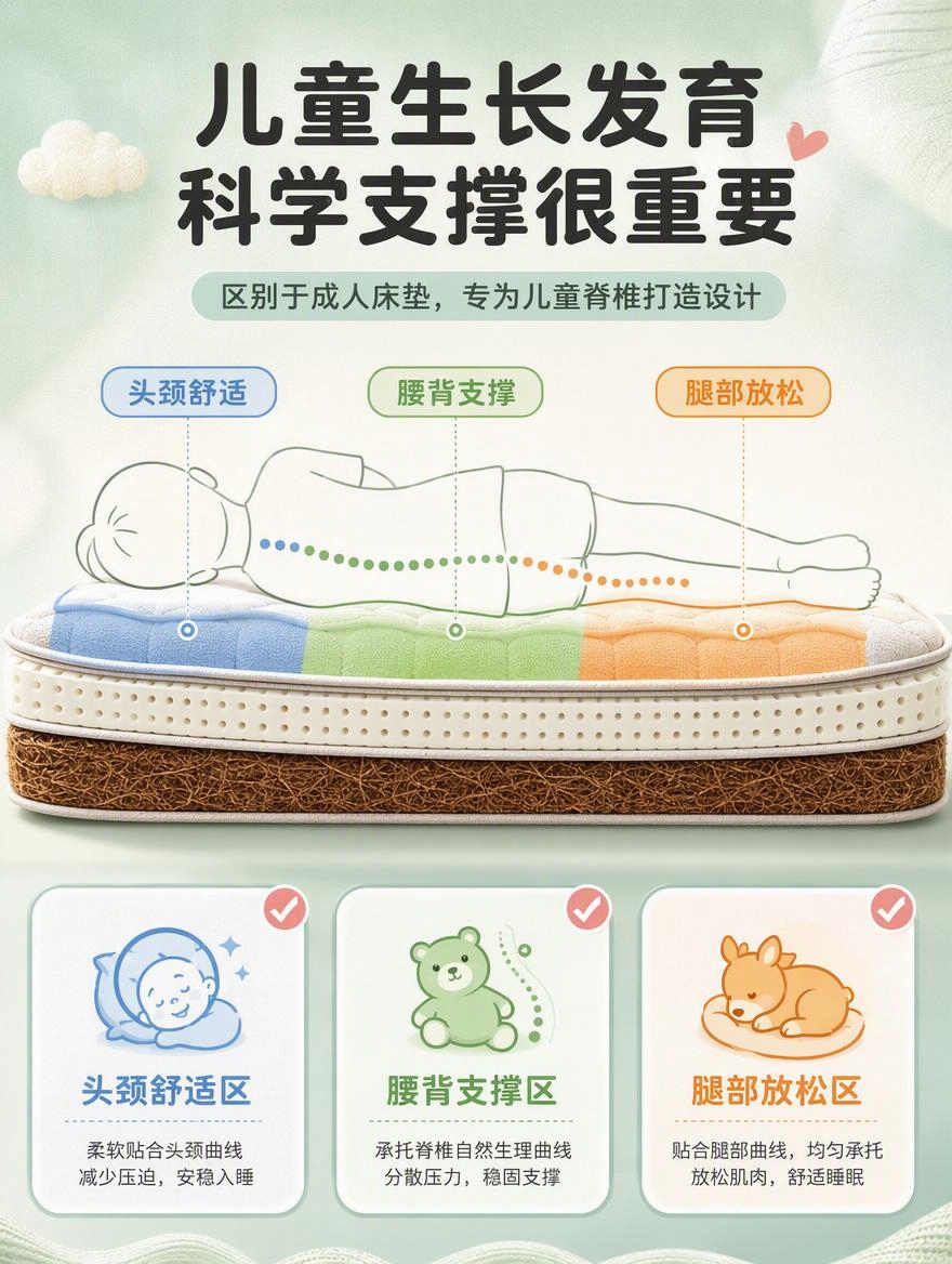 [商品] 基于【图2】床垫，设计科学支撑三分区示意图；床垫侧视… - 图片创意预览