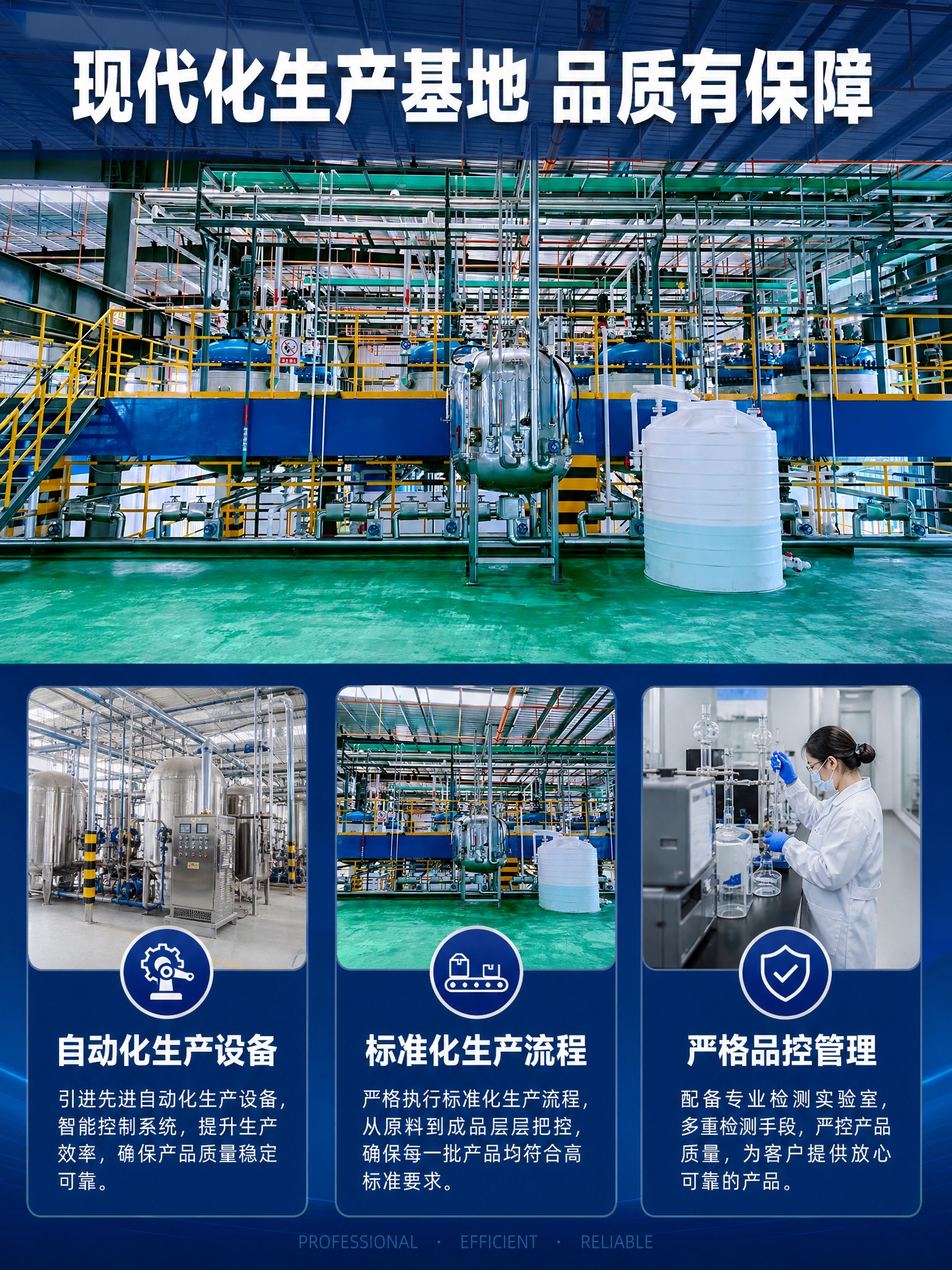 基于参考图，制作1688详情页第4张生产工厂实力图。保留现代化… - 图片创意预览
